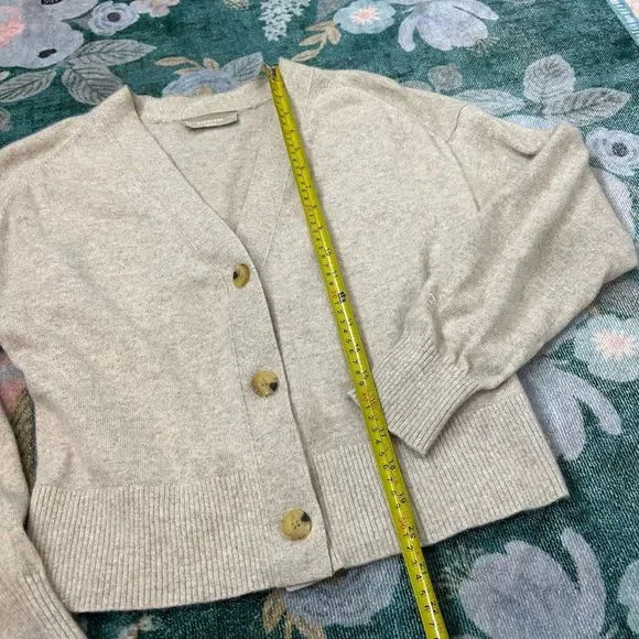Everlane Womens Cropped Cashmere Cardigan Sweater Oatmeal Gray Canvas Heather S - Picture 14 of 15